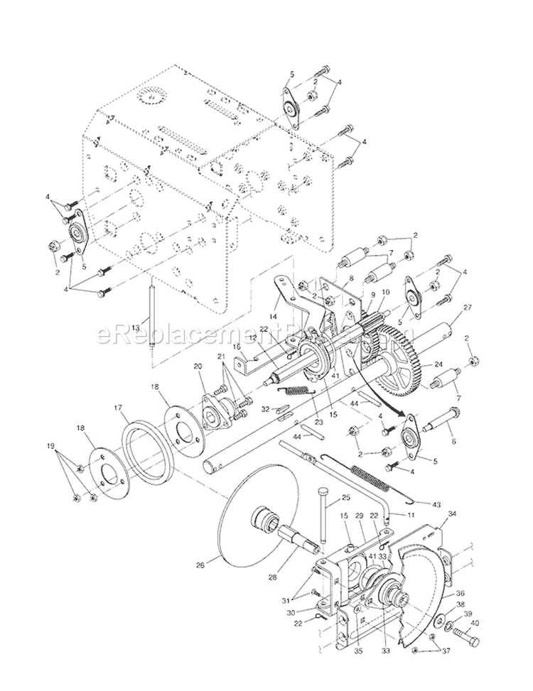 Drive Diagram and Parts List for 917881152  Craftsman Snow Blower