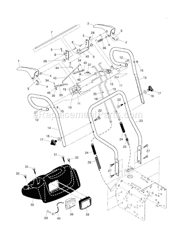 Handles Diagram and Parts List for 917885520  Craftsman Snow Blower