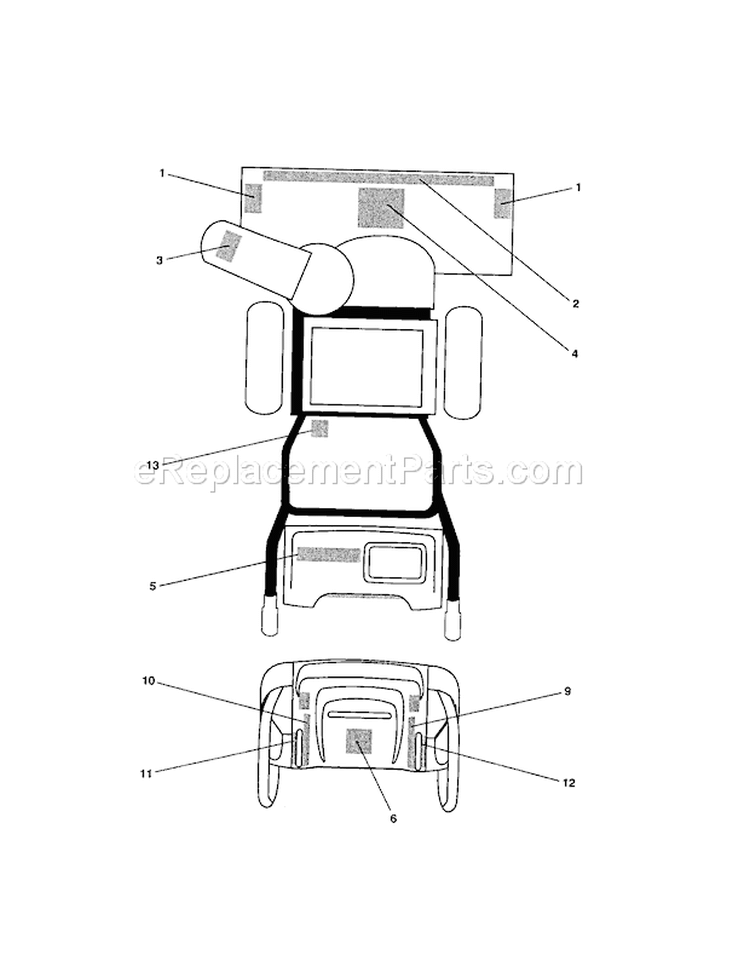 Decals Diagram and Parts List for 917885520  Craftsman Snow Blower
