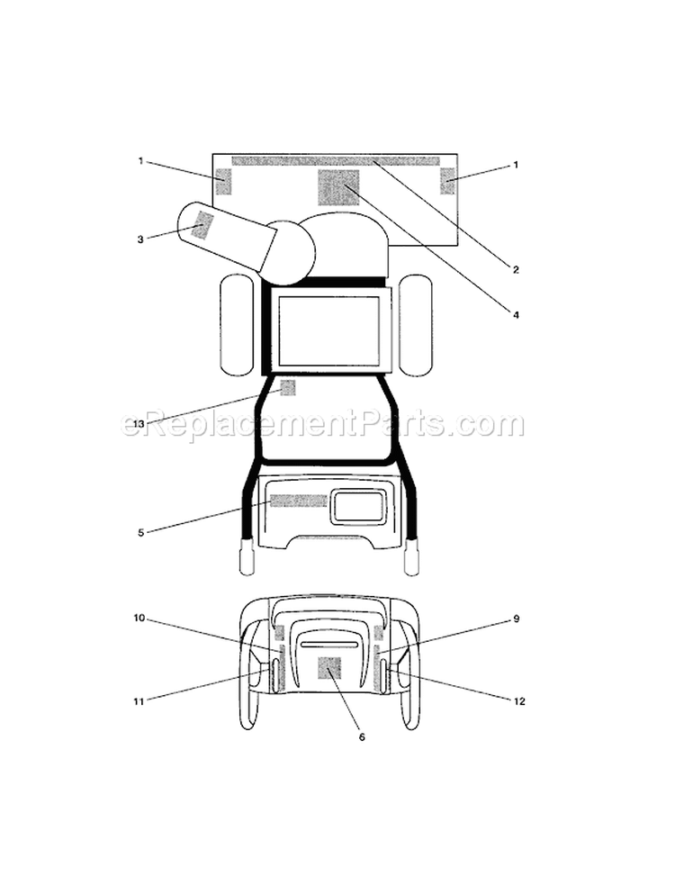 Decals Diagram and Parts List for 917885521  Craftsman Snow Blower