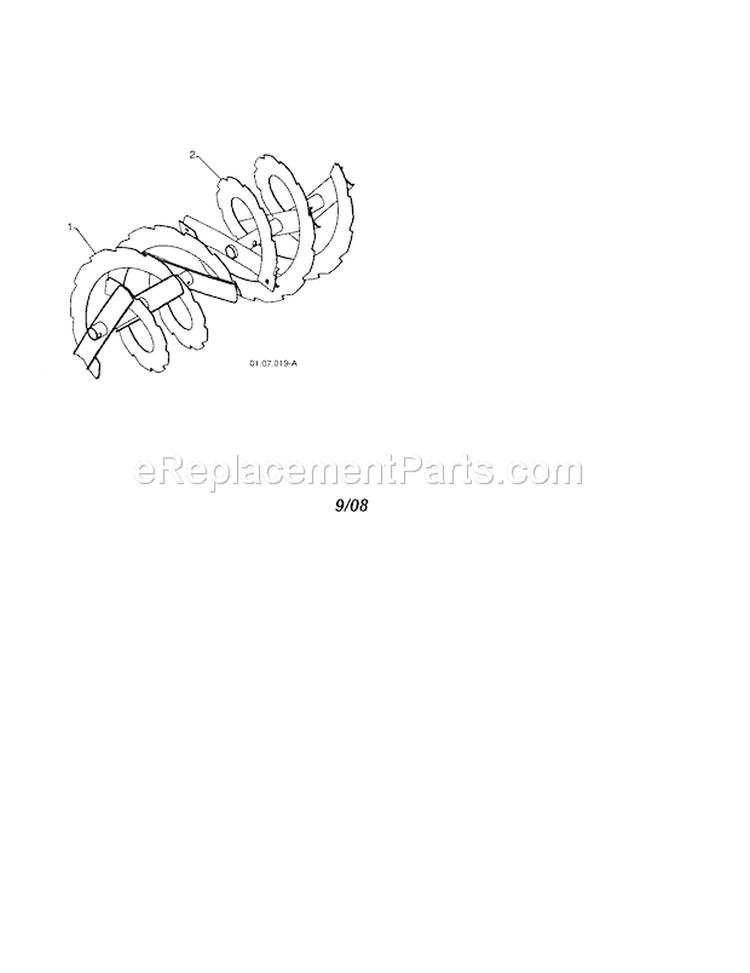 Auger Diagram and Parts List for 917885522  Craftsman Snow Blower