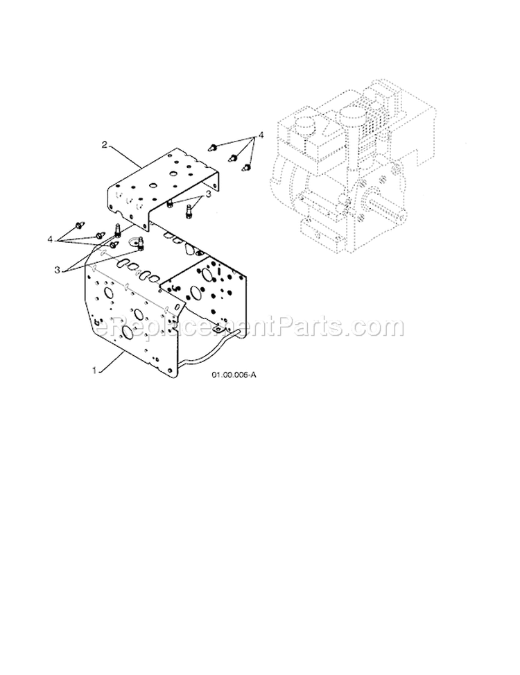 Engine / Frame Weldment Diagram and Parts List for 917885522  Craftsman Snow Blower