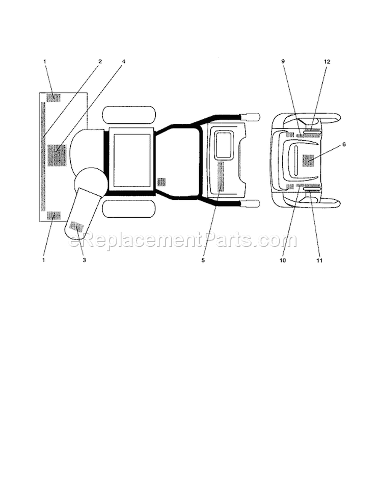 Decals Diagram and Parts List for 917885522  Craftsman Snow Blower