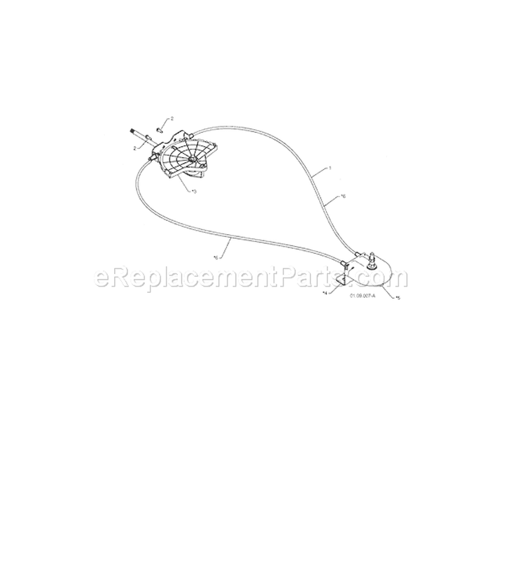 Lever / Cable Rotator Diagram and Parts List for 917885522  Craftsman Snow Blower