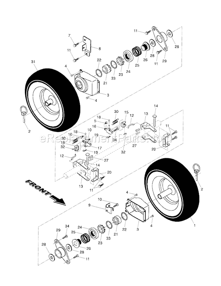 Wheels Diagram and Parts List for 917885530  Craftsman Snow Blower
