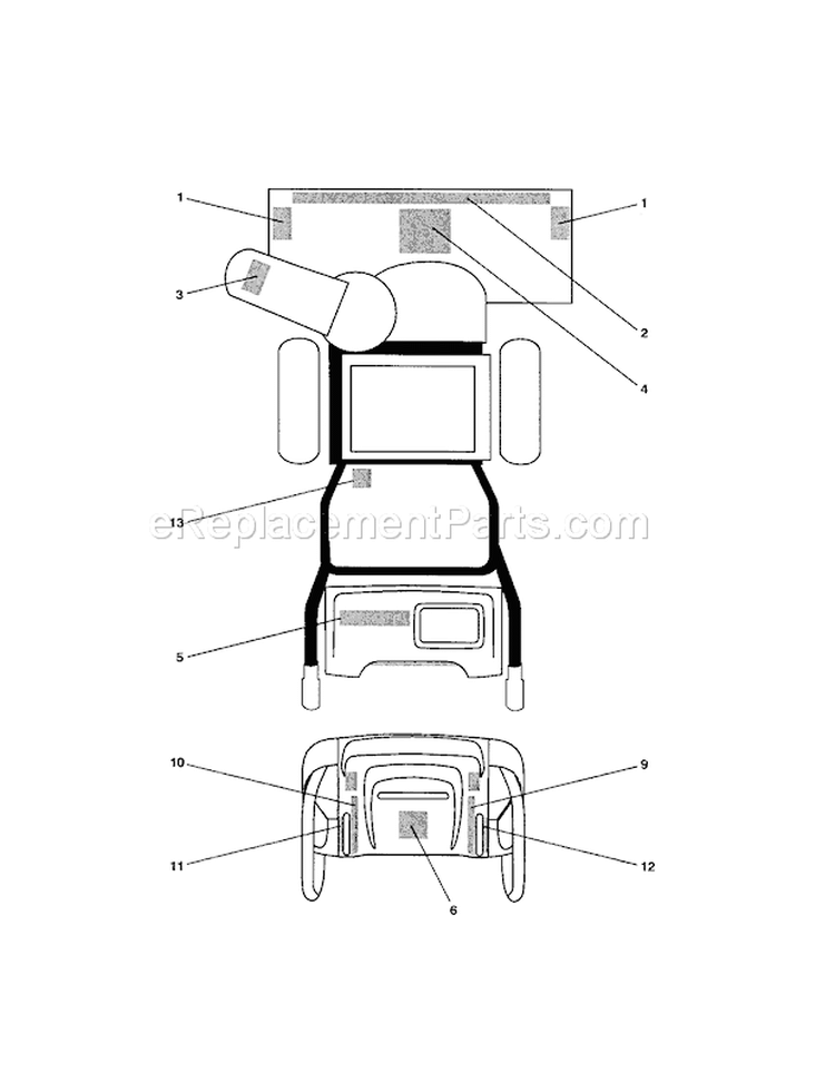 Decals Diagram and Parts List for 917885530  Craftsman Snow Blower