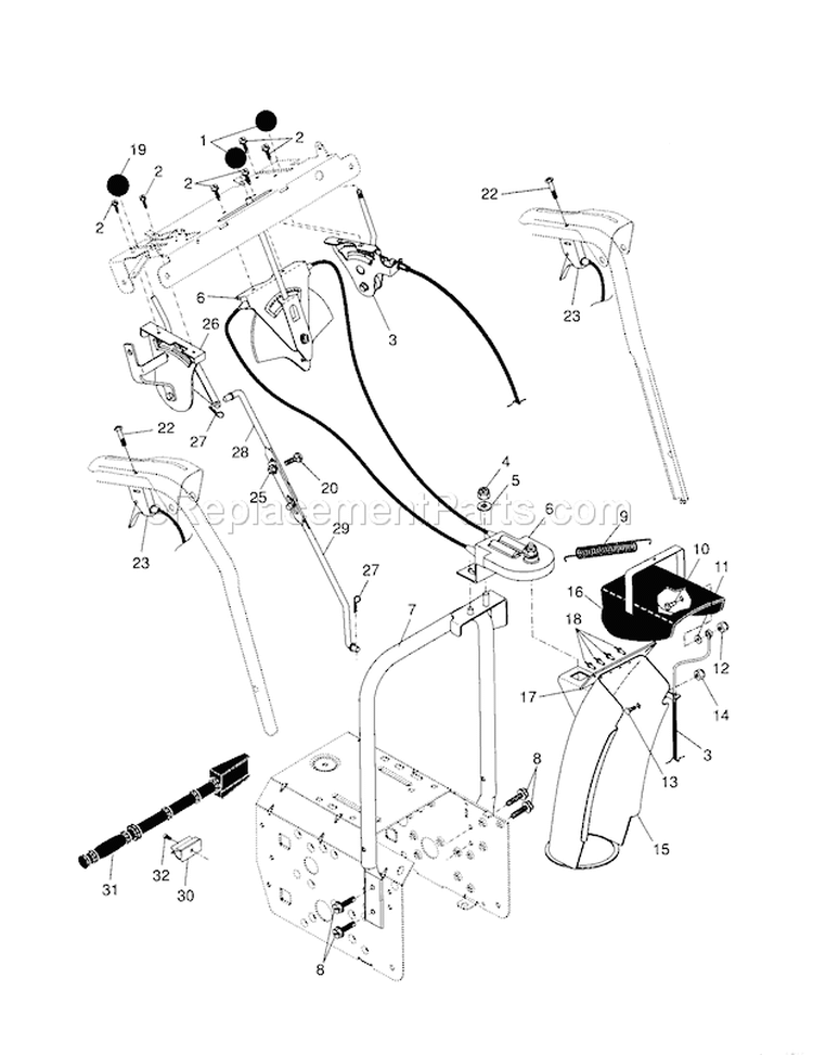 Control Panel / Discharge C Diagram and Parts List for 917885531  Craftsman Snow Blower
