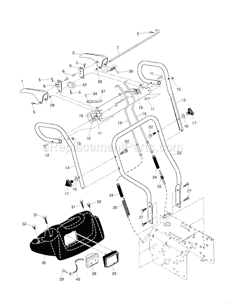 Handles Diagram and Parts List for 917885531  Craftsman Snow Blower