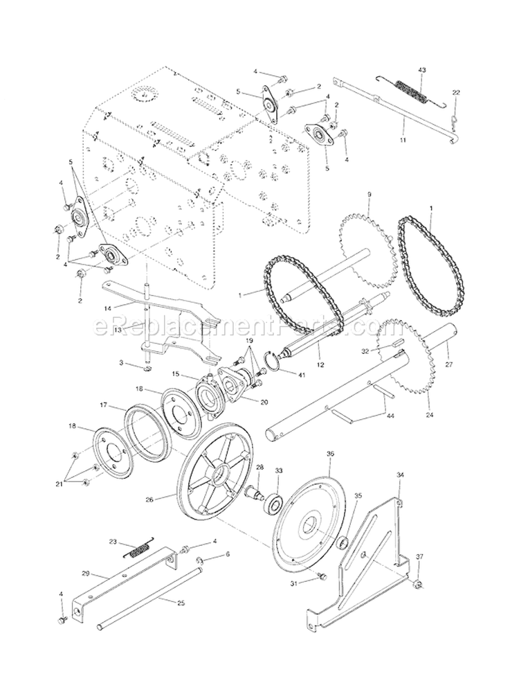 Drive Diagram and Parts List for 917885531  Craftsman Snow Blower