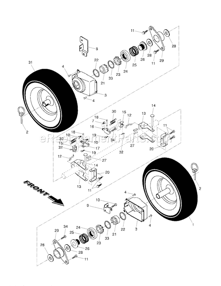 Wheels Diagram and Parts List for 917885531  Craftsman Snow Blower