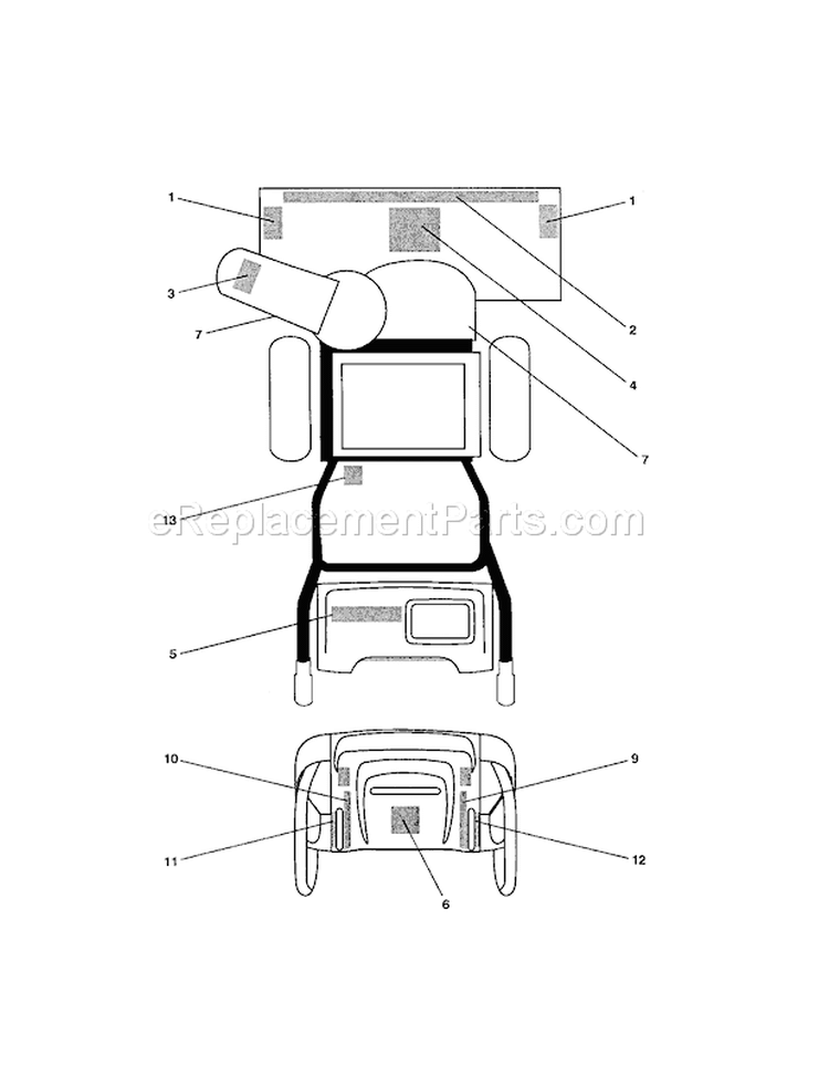 Decals Diagram and Parts List for 917885531  Craftsman Snow Blower