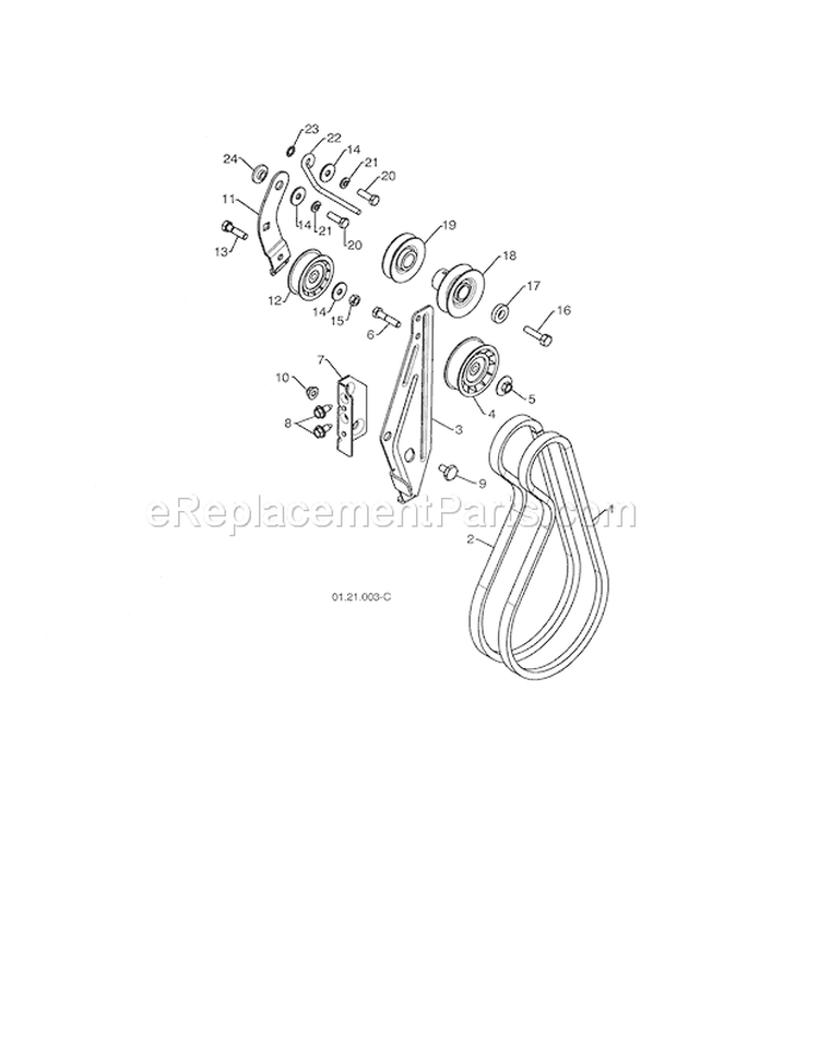 Impeller & Traction Belts Diagram and Parts List for 91788777  Craftsman Snow Blower