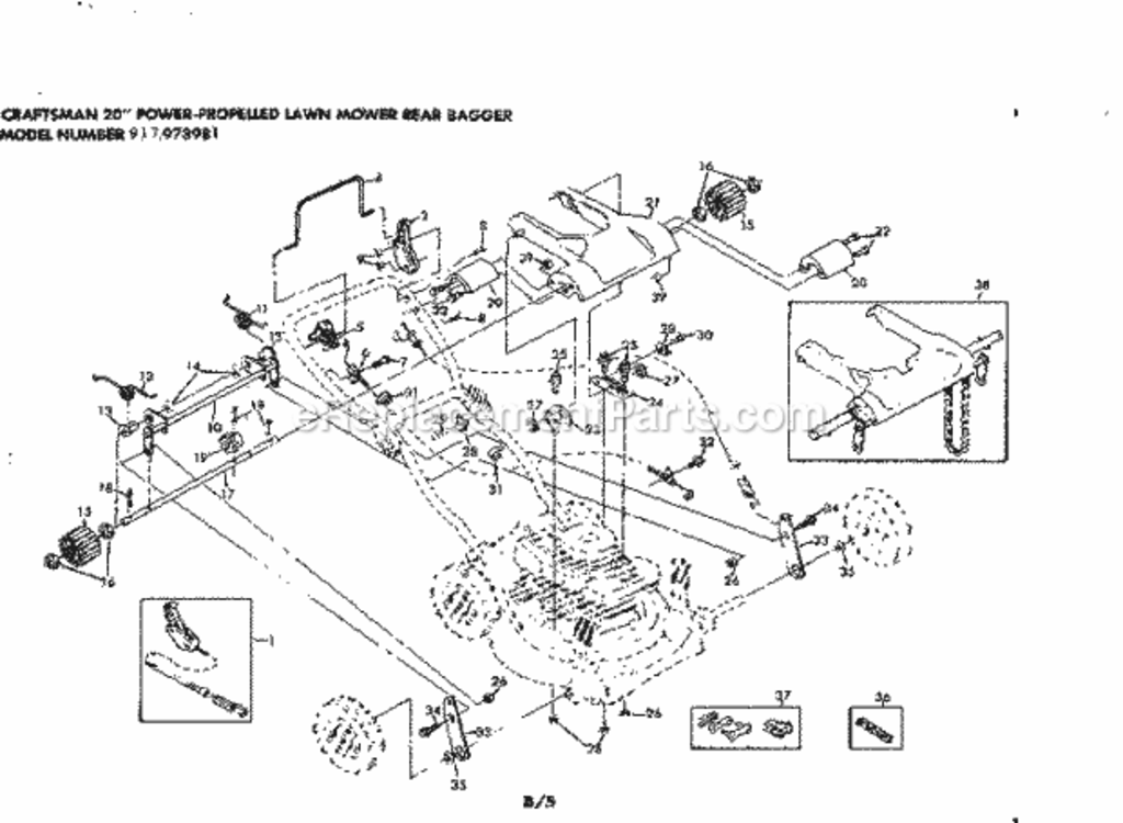 Page B Diagram and Parts List for 917973981  Craftsman Lawn Mower