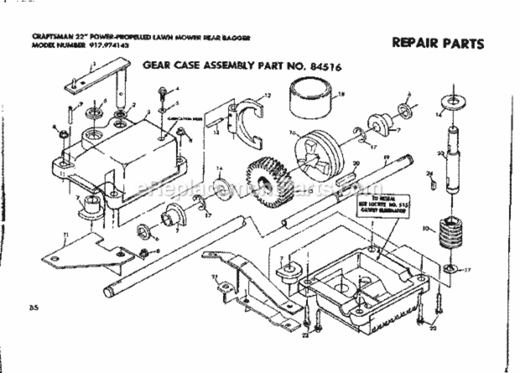 Page B Diagram and Parts List for 917974143  Craftsman Lawn Mower