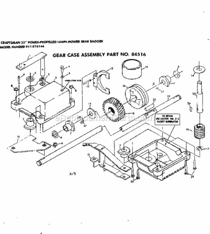 Page B Diagram and Parts List for 917974144  Craftsman Lawn Mower