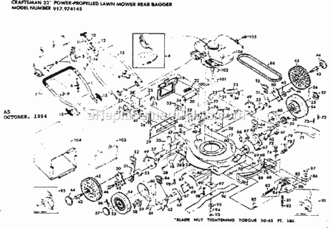 Page A Diagram and Parts List for 917974145  Craftsman Lawn Mower
