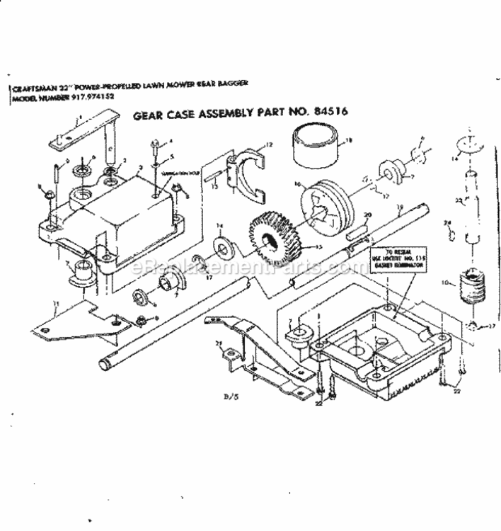 Page B Diagram and Parts List for 917974152  Craftsman Lawn Mower