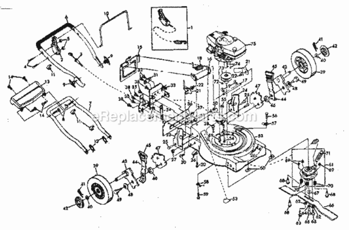 Page A Diagram and Parts List for 917974505  Craftsman Lawn Mower