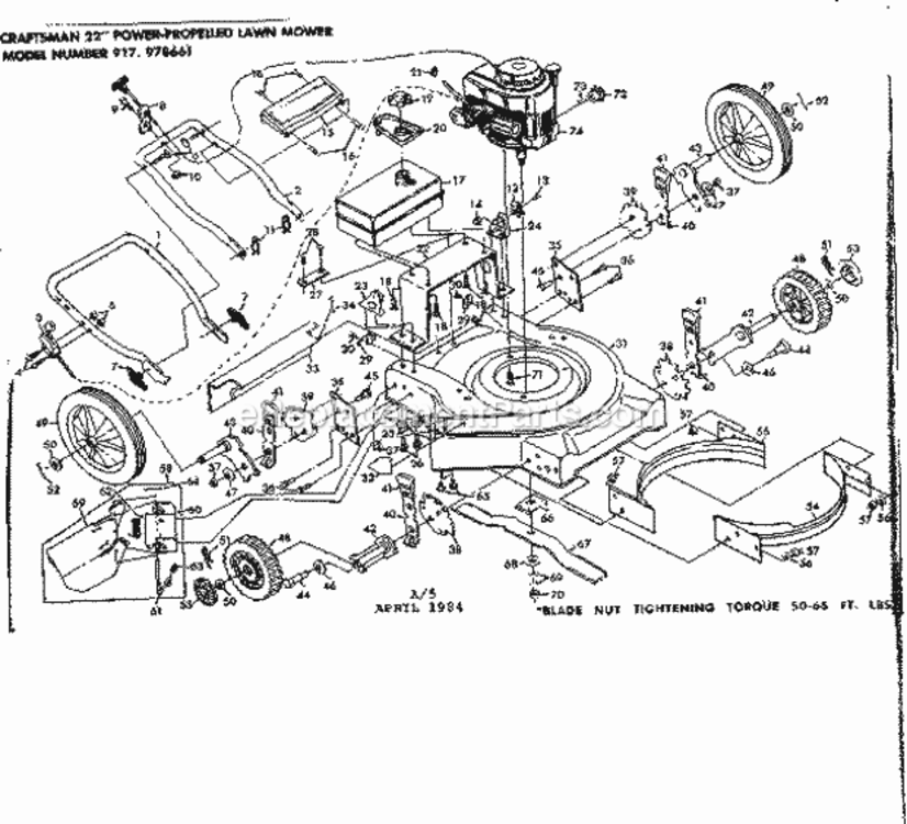Page A Diagram and Parts List for 917978661  Craftsman Lawn Mower