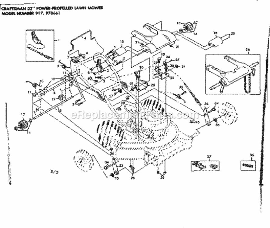Page B Diagram and Parts List for 917978661  Craftsman Lawn Mower