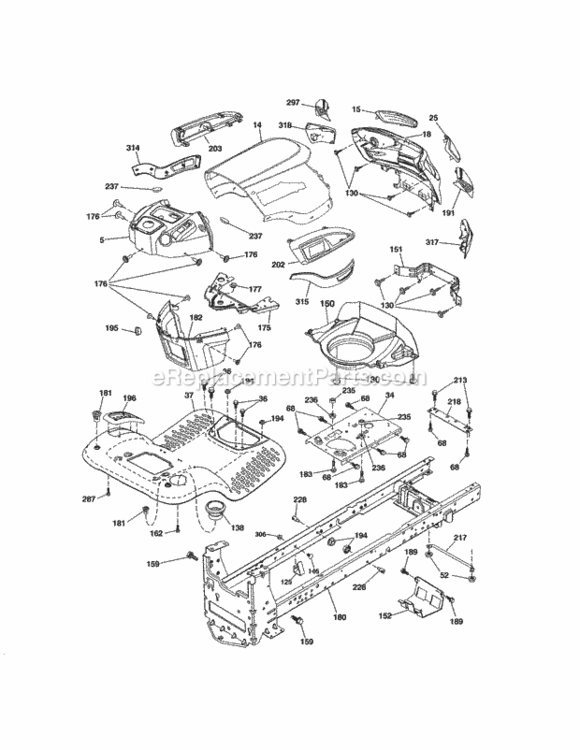 Page B Diagram and Parts List for 917986360  Craftsman Lawn Tractor