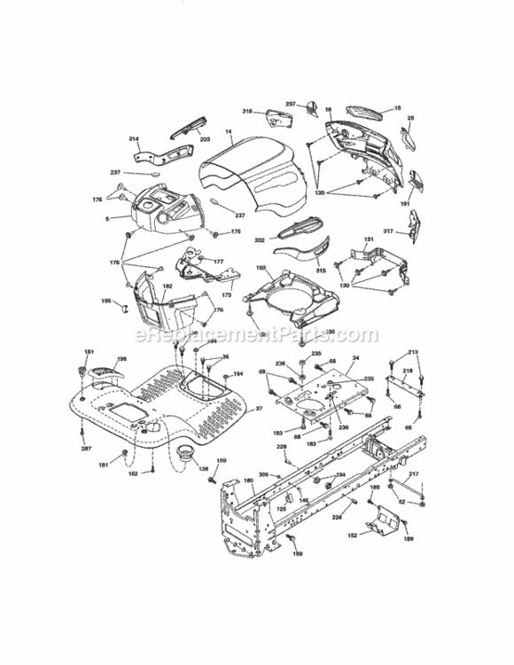 Page B Diagram and Parts List for 917986370  Craftsman Lawn Tractor
