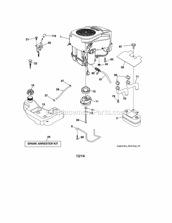 Page D Diagram and Parts List for 917986410  Craftsman Lawn Tractor