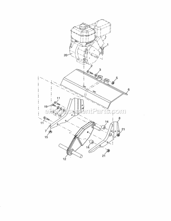 Page E Diagram and Parts List for 917986941  Craftsman Tiller