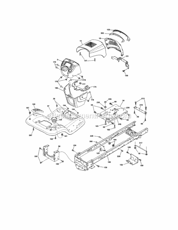 Page B Diagram and Parts List for 917990390  Craftsman Lawn Tractor