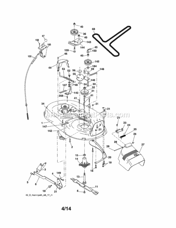 Page F Diagram and Parts List for 917992960  Craftsman Lawn Tractor