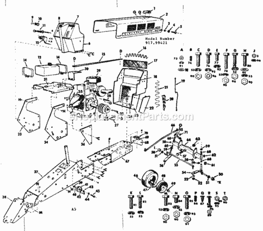Page A Diagram and Parts List for 91799421  Craftsman Lawn Tractor