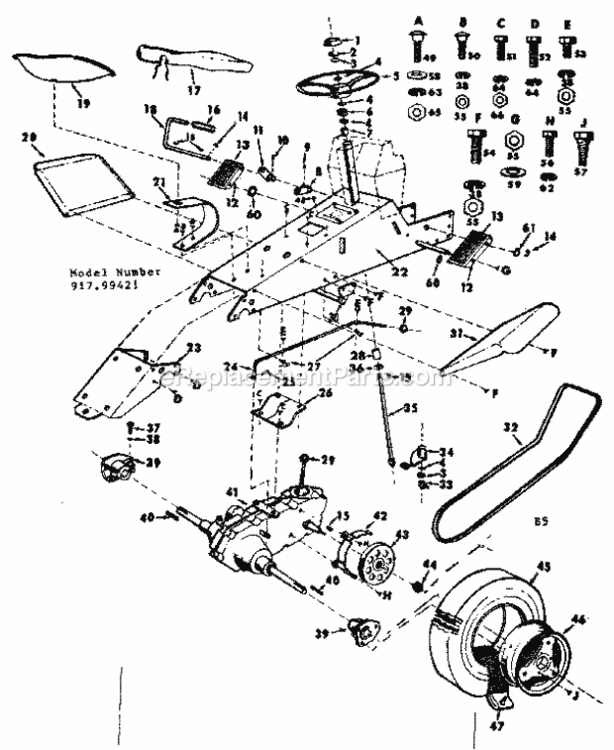 Page B Diagram and Parts List for 91799421  Craftsman Lawn Tractor