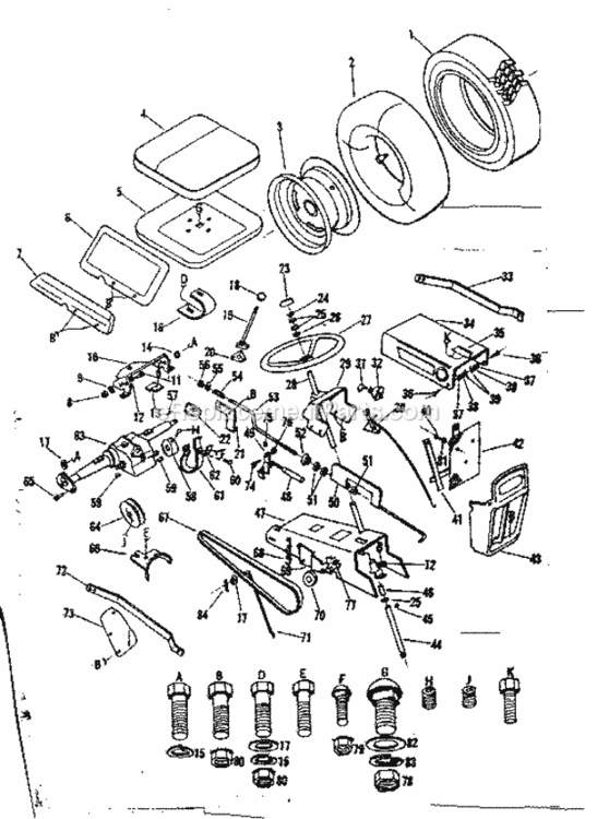 Page B Diagram and Parts List for 91799520  Craftsman Lawn Tractor