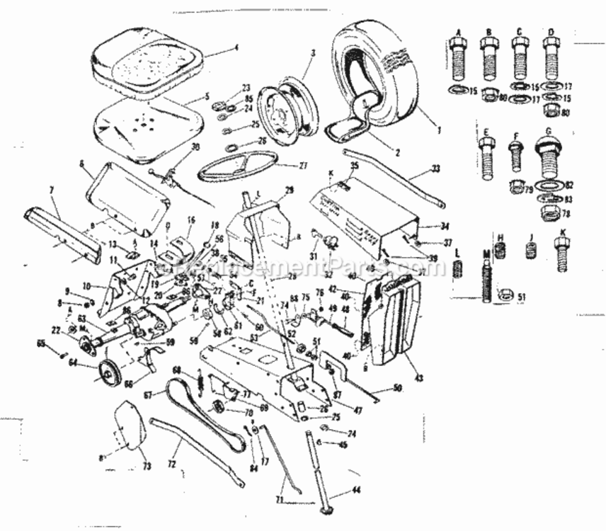 Page B Diagram and Parts List for 91799811  Craftsman Lawn Tractor