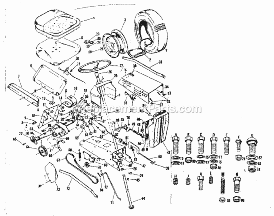 Page B Diagram and Parts List for 91799820  Craftsman Lawn Tractor