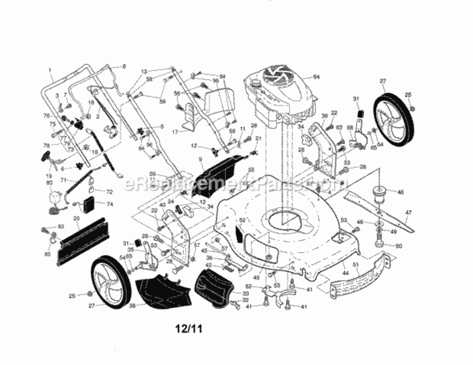 Page A Diagram and Parts List for 9179994A  Craftsman Lawn Mower