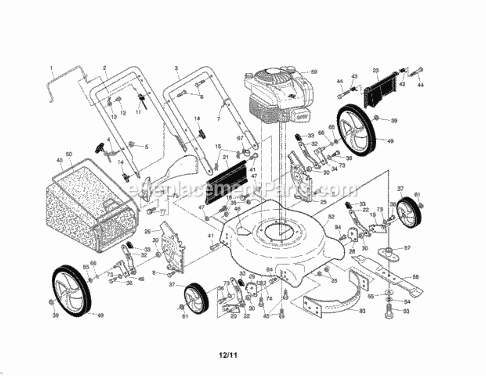 Page A Diagram and Parts List for 9179998A  Craftsman Lawn Mower