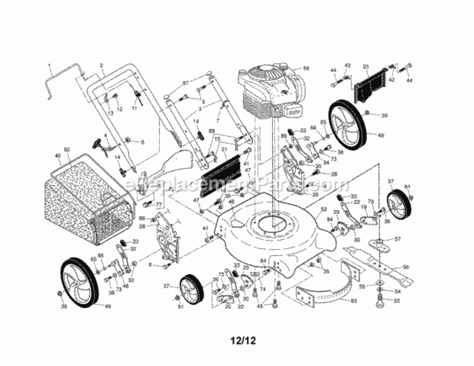 Page A Diagram and Parts List for 9179998C  Craftsman Lawn Mower