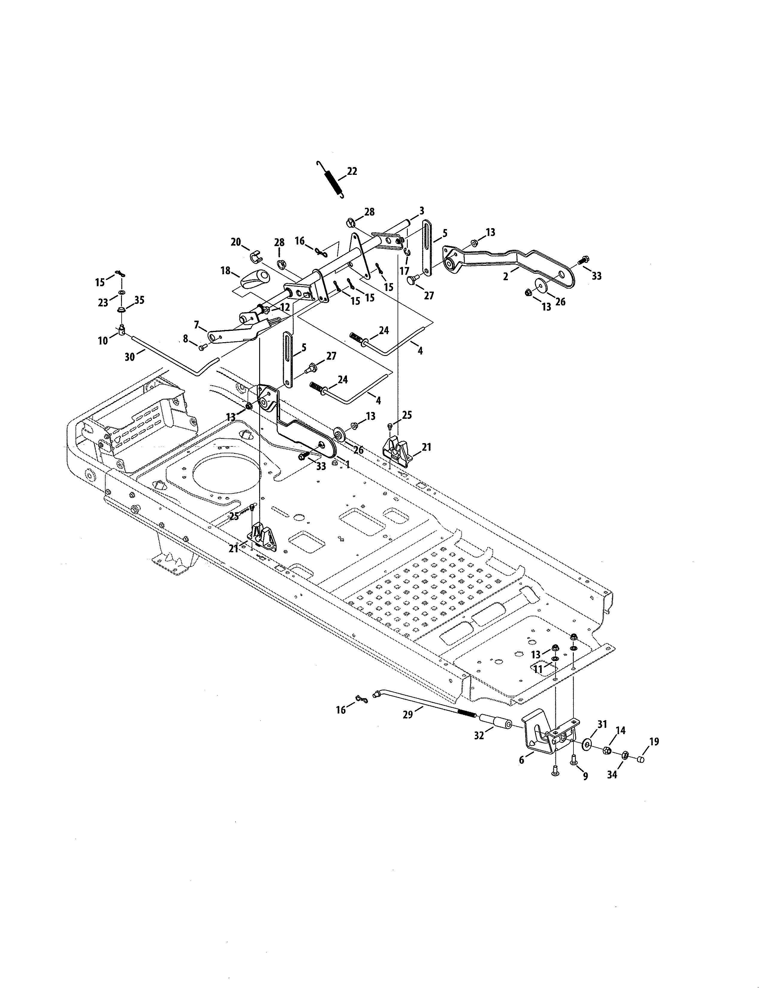 Deck Lift Diagram and Parts List for 247204100  Craftsman Engine