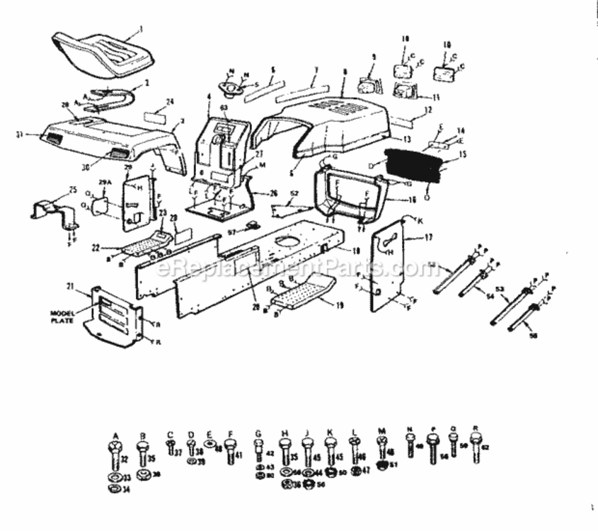 Page B Diagram and Parts List for 917S252645  Craftsman Lawn Tractor