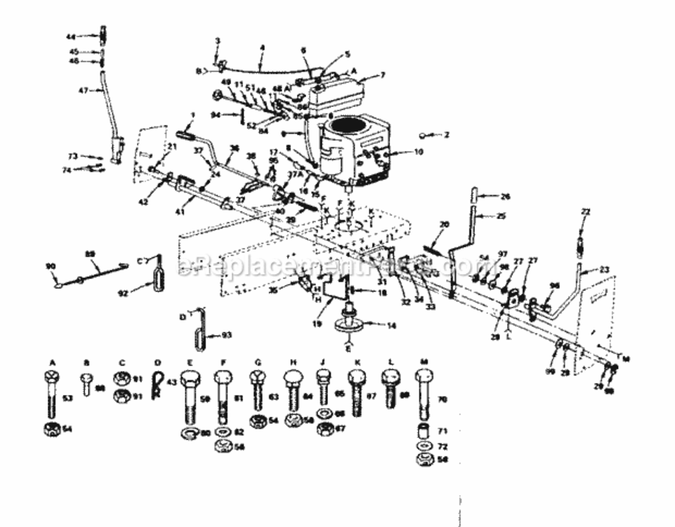 Page E Diagram and Parts List for 917S252645  Craftsman Lawn Tractor