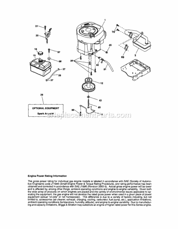 Page E Diagram and Parts List for 917T287121  Craftsman Lawn Tractor