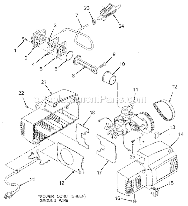 Unit Parts Diagram and Parts List for 919150260  Craftsman Compressor