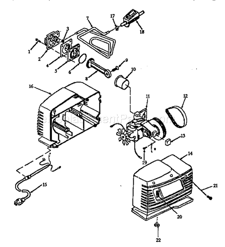 Unit Parts Diagram and Parts List for 919150360  Craftsman Compressor