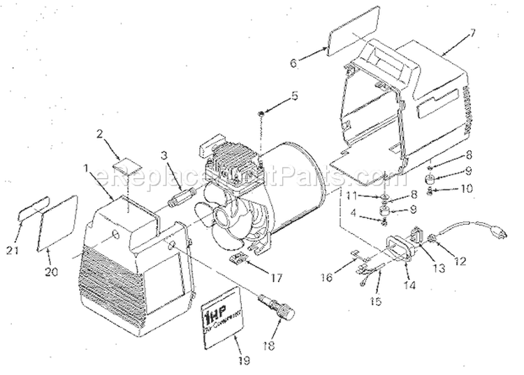 Air Compressor Diagram and Parts List for 919150380  Craftsman Compressor