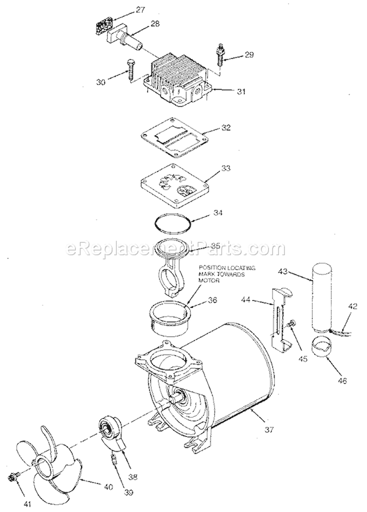 Compressor Pump Diagram and Parts List for 919150480  Craftsman Compressor