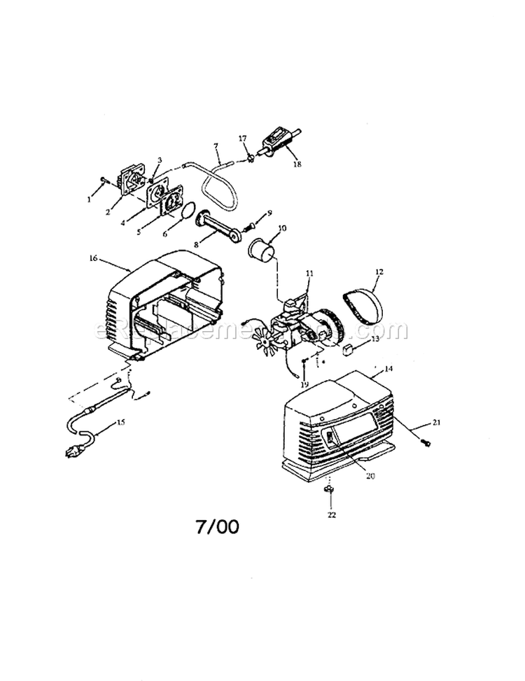Air Compressor Diagram and Parts List for 919151360  Craftsman Compressor