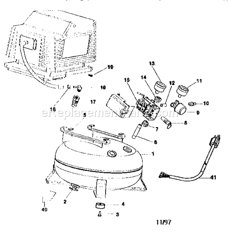 Air Compressor Diagram and Parts List for 919152040  Craftsman Compressor