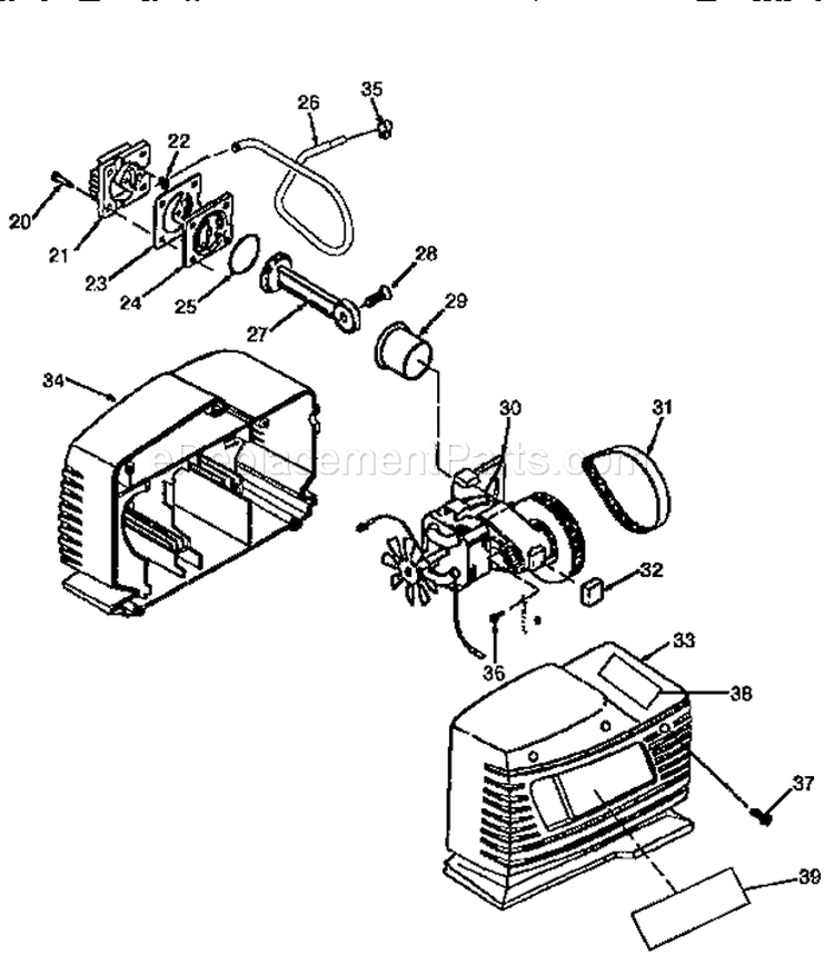 Compressor Pump Diagram and Parts List for 919152040  Craftsman Compressor