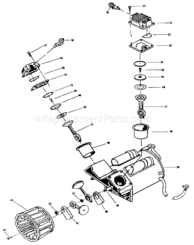 Compressor Pump Diagram and Parts List for 919152810  Craftsman Compressor